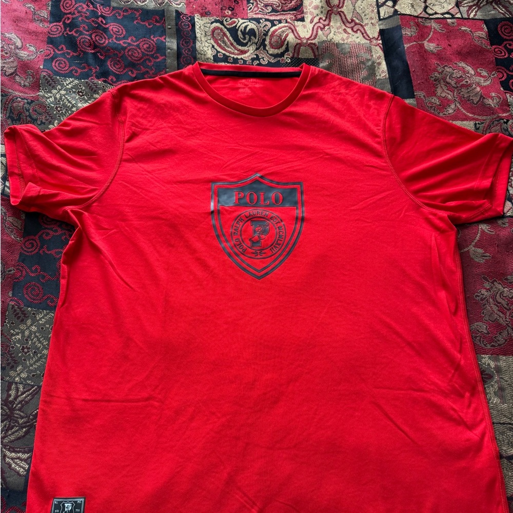 Polo Ralph Lauren Performance Crested P-Wing Shield Red/Black Short Sleeve Tee